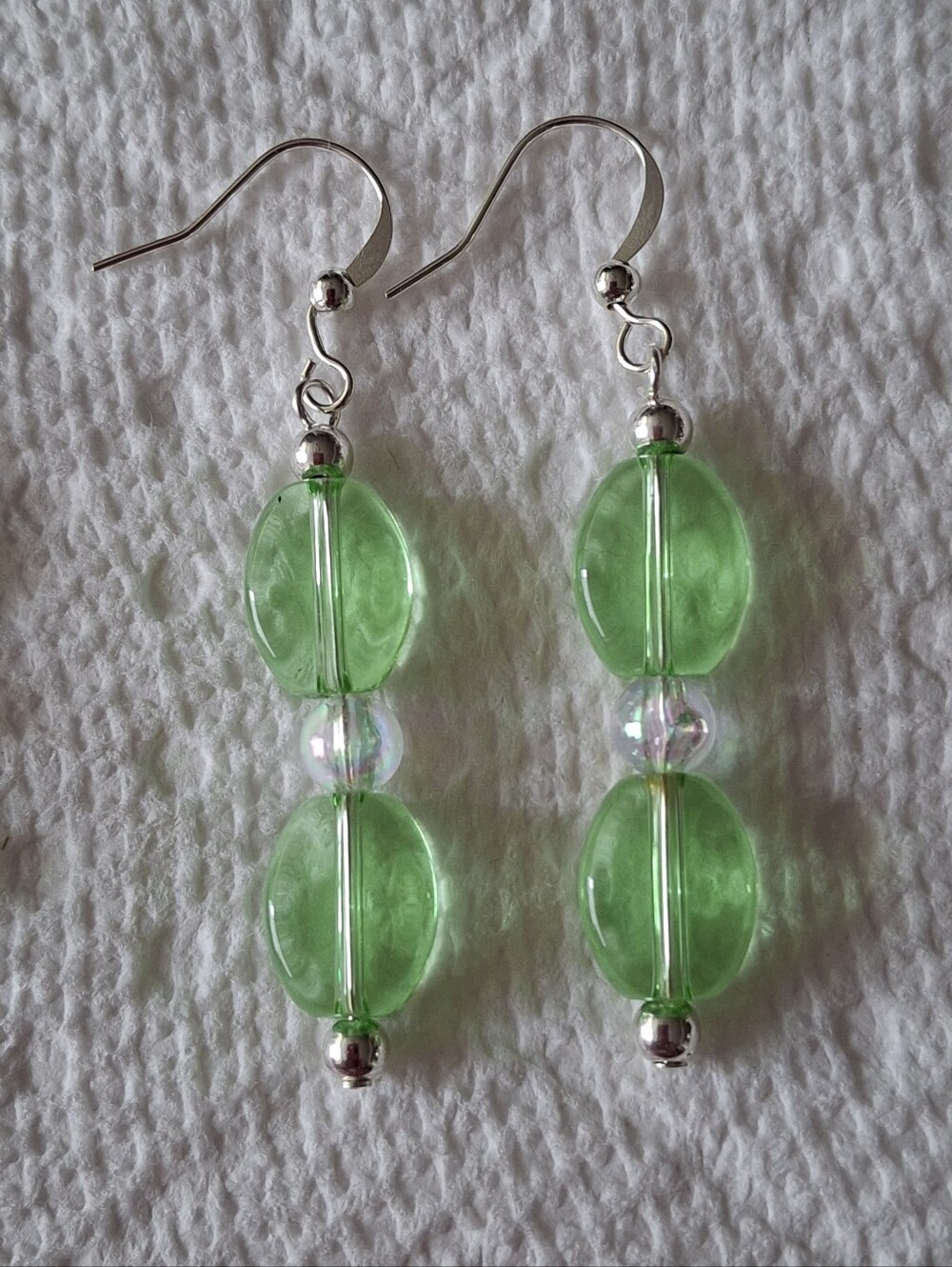 Green Beaded Dangle Earrings